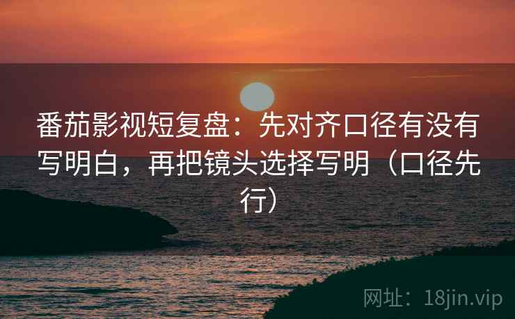 番茄影视短复盘:先对齐口径有没有写明白,再把镜头选择写明(口径先行) 番茄影视短复盘:先对齐口径有没有写明白,再把镜头选择写明(口径先行)