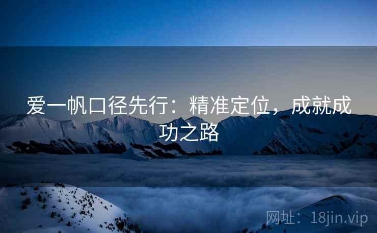 爱一帆口径先行:精准定位,成就成功之路 爱一帆口径先行:精准定位,成就成功之路