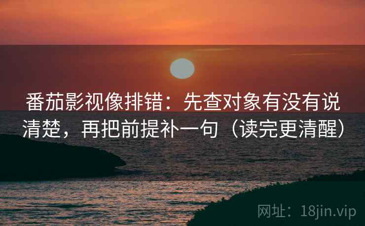 番茄影视像排错：先查对象有没有说清楚，再把前提补一句（读完更清醒）
